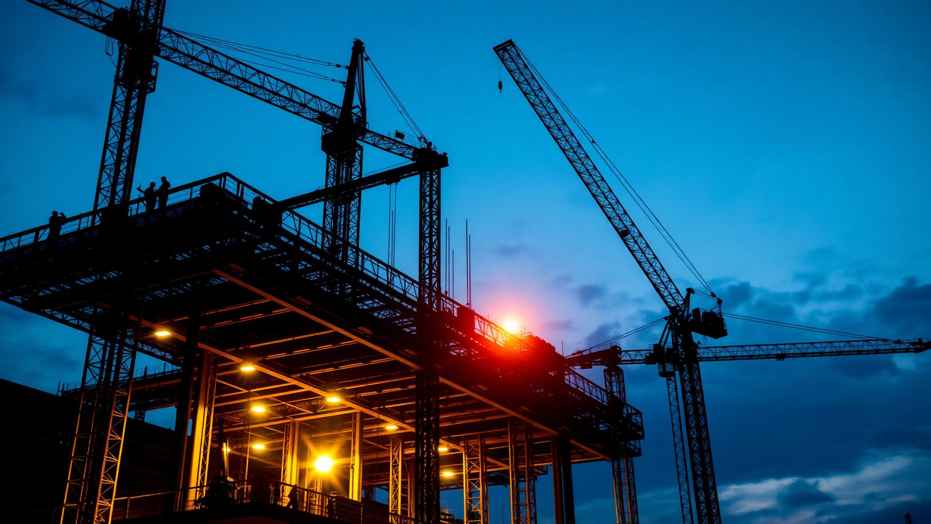 Construction site at golden hour